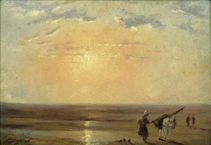 La plage de Trouville au coucher du soleil