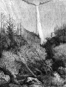 Cascade, parc national de Yosemite, Californie, 19e siècle - Paul Huet