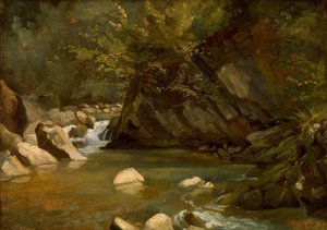 Ruisseau forestier, vers 1840