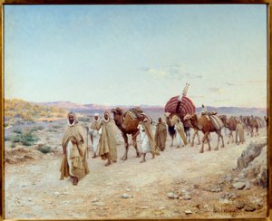 Une caravane dans le désert près de Biskra en Algérie en 1892 - Paul John Baptiste Lazerges