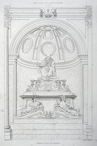 Monument funéraire du Pape Paul III (Farnèse), gravure de La Basilique Saint-Pierre et du Vatican - Paul Marie Letarouilly