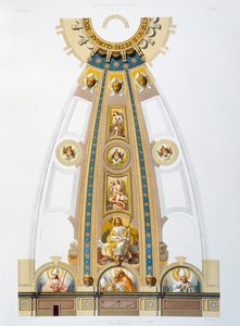 Décoration en mosaïque du grand dôme, chromolithographie du Vatican et de la basilique Saint-Pierre - Paul Marie Letarouilly