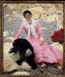 Portrait de Fernande Mathey (1857-1941) sur la plage - Paul Mathey