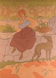 Femme au chien qui porte un collier, vers 1894-1895
