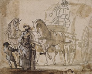 Une voiture et une paire, avec cocher - Paul Sandby