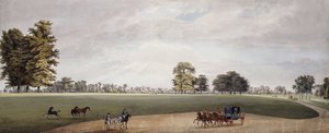 Une calèche dans le parc de Luton rencontrée par des cavaliers et des poulains gambadant - Paul Sandby