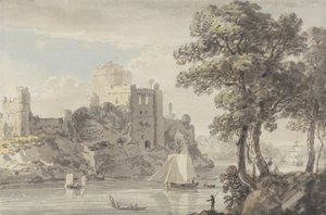 Un château sur la rivière - Paul Sandby