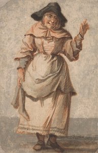 Une vieille marchande souriant et gesticulant de la main gauche - Paul Sandby
