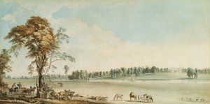 Vue nord-ouest de Wakefield Lodge dans la forêt de Whittlebury, Northamptonshire - Paul Sandby