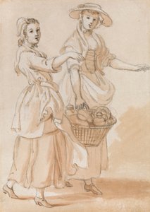Deux filles portant un panier