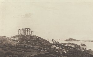 Vues du Levant : Temple en ruines sur la colline de Suninum surplombant les îles