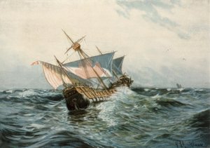 Le navire de Colomb Sta. Maria par temps orageux - Paul Schreckhaase
