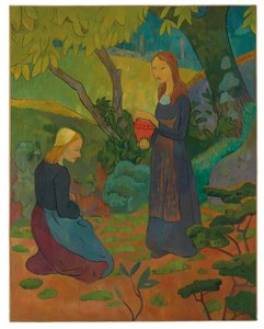 Jeune bretonne au pot vermillon et fillette agenouillée - Paul Sérusier