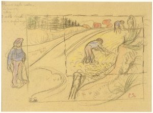 Bauern auf einem Feld (recto); Prozession bretonischer Frauen mit Studie von zwei weiblichen Figuren (verso)