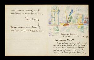 Lettre autographe à Claude Monet, 21 juillet 1920