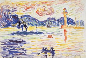Le port de Saint-Tropez avec le torpilleur Midi de la France - Paul Signac