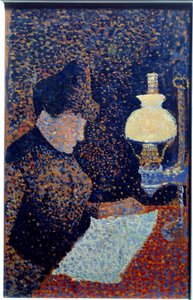 Femme sous la lampe. Pointillisme. Peinture par Paul Signac - Paul Signac