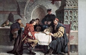 Martin Luther en conversation avec des étudiants à l