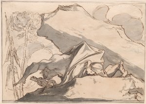 Un ermite du désert adorant le crucifix