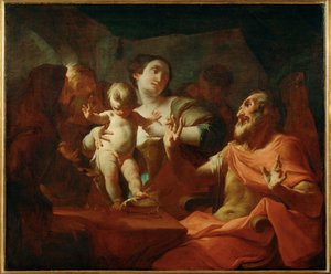 Le jeune Moïse devant Pharaon ... (peinture sur toile) - Paul Troger