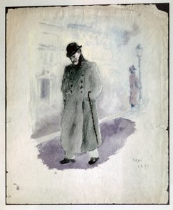 Paul VALERY : Selfportrait. 1894 (watercolor) - Paul Valery