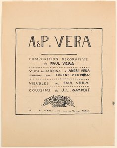Dessin, Page de titre, A & P Vera, Composition décorative de Paul Vera/Vues de Jardins d
