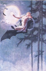 Sur le dos des chauves-souris, je vole, illustration de La Tempête, 1908