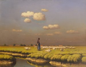 Paysage avec une fille aux oies - Paul Wilhelm Keller Reutlingen