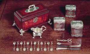 Équipage à thé, vers 1735 (argent et bois)