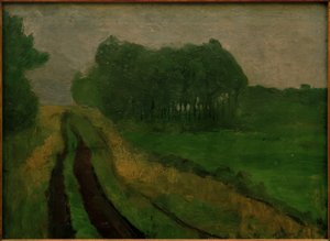 Paysage du soir avec pins