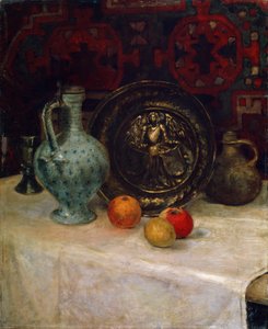 Nature morte avec une assiette en laiton, fin XIXe ou début XXe siècle
