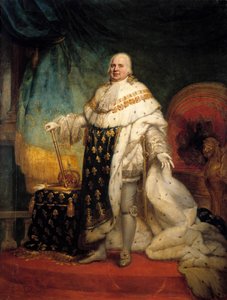 Portrait en pied de Louis XVIII (1755-1824) en costume de couronnement - Paulin Jean Baptiste Guerin
