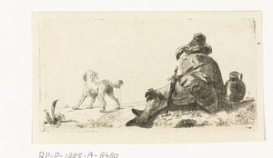 Homme avec chien - Paulus Charles Gerard Poelman