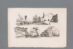 Deux vues de maisons (Principes de paysages) - Paulus Lauters