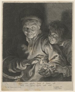 Vieille femme et garçon avec une bougie - Paulus Pontius