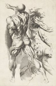 Étude anatomique de trois figures avec les bras étendus