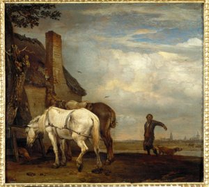 Deux chevaux devant une cabane de paysan - Paulus Potter