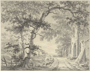 Deux figures sur un pont près d