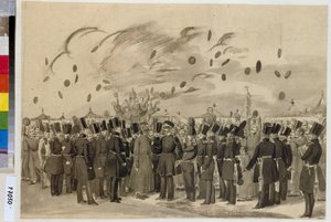 Le grand-duc Michel Pavlovitch visite le camp du régiment finlandais de la garde impériale, le 8 juillet 1837 - Pavel Andreevich Fedotov