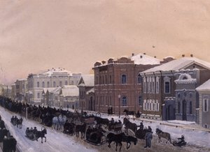 Tomsk, rue Magistratskaya pendant le Mardi Gras en 1897, 1897 - Pavel Mikhaylovich Kosharov