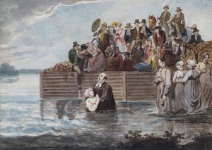Un baptême anabaptiste à Philadelphie pendant une tempête
