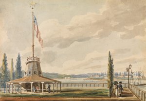 Première vue de New York par le voyageur—La Batterie et le mât de pavillon, 1811-vers 1813