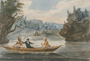 Deux Indiens et un homme blanc dans un canoë, 1811-vers 1813