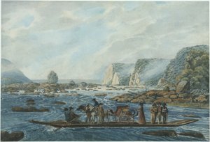 Scène de ferry sur la Susquehanna à Wright
