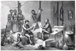 Livingstone et Stanley recevant des journaux en Afrique centrale, 1871-1873 - Pearson