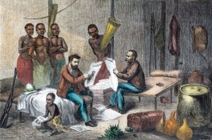 Livingstone et Stanley recevant des journaux en Afrique centrale, 1871-1873 - Pearson
