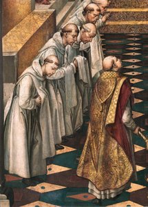 Apparition de la Vierge à la communauté des moines dominicains, détail - Pedro Berruguete