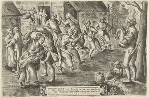 Fête de mariage paysan avec joueur de cornemuse - Peeter Baltens