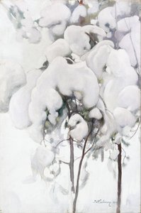 Jeunes pins couverts de neige - Pekka Halonen