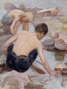 Deux garçons sur le rivage - Pekka Halonen